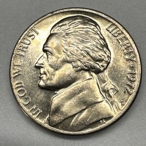 1972 D Jefferson Nickel BU Brilliant Uncirculated From Sealed Bank Roll